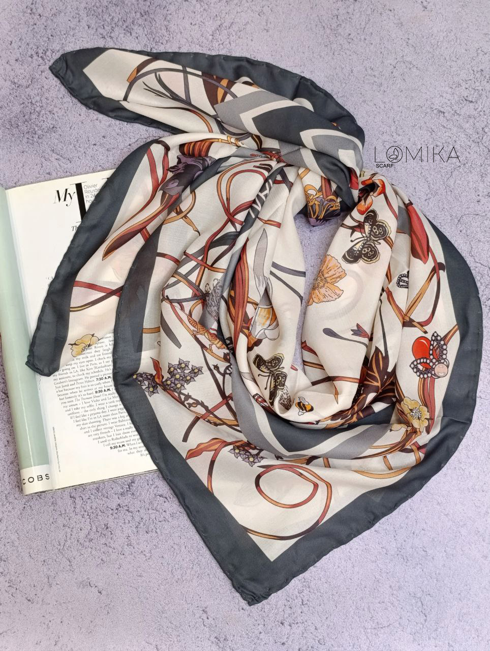 روسری حریر دستدوز بسته6رنگی کد r82 (عمده)