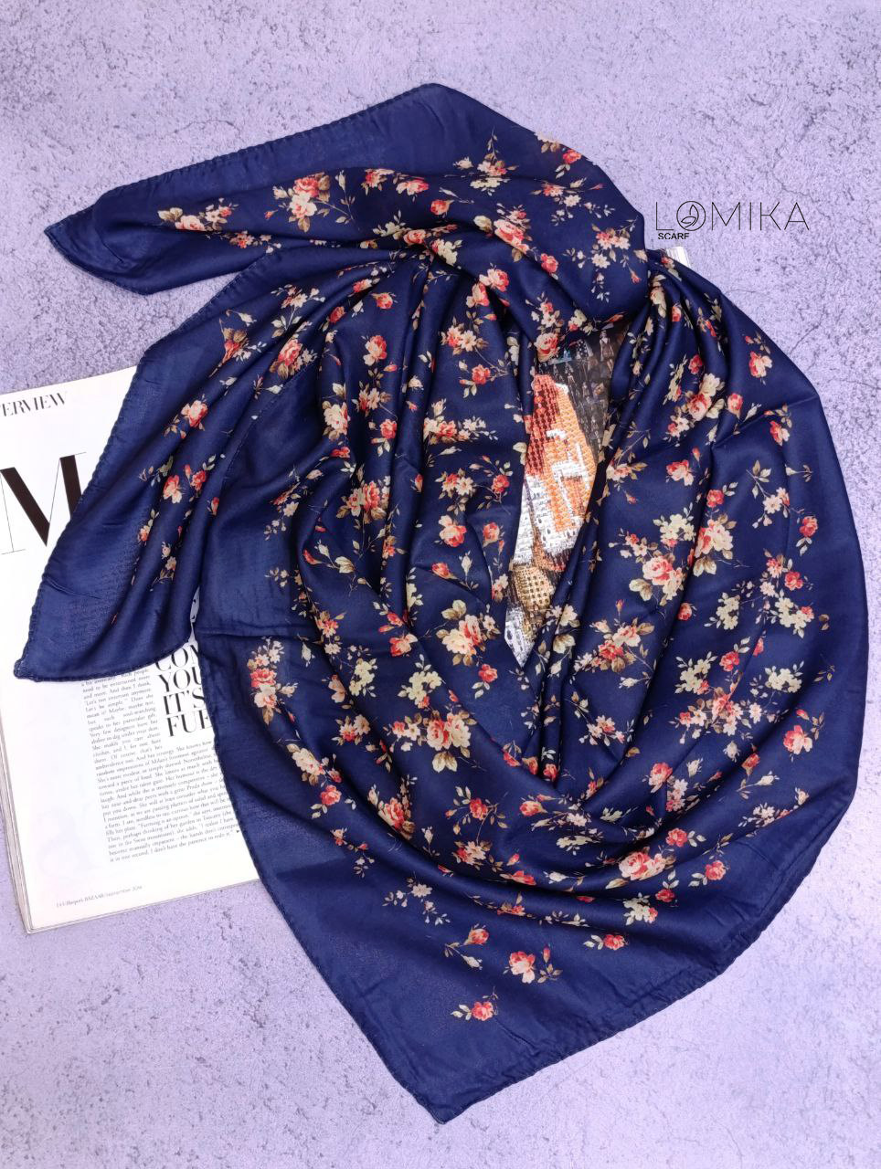 روسری حریر طرح گل بسته6رنگی کد r88 (عمده)