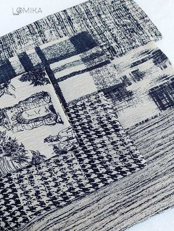 شال پلسه پک سفیدمشکی بسته6طرحی کد sp77 (عمده)