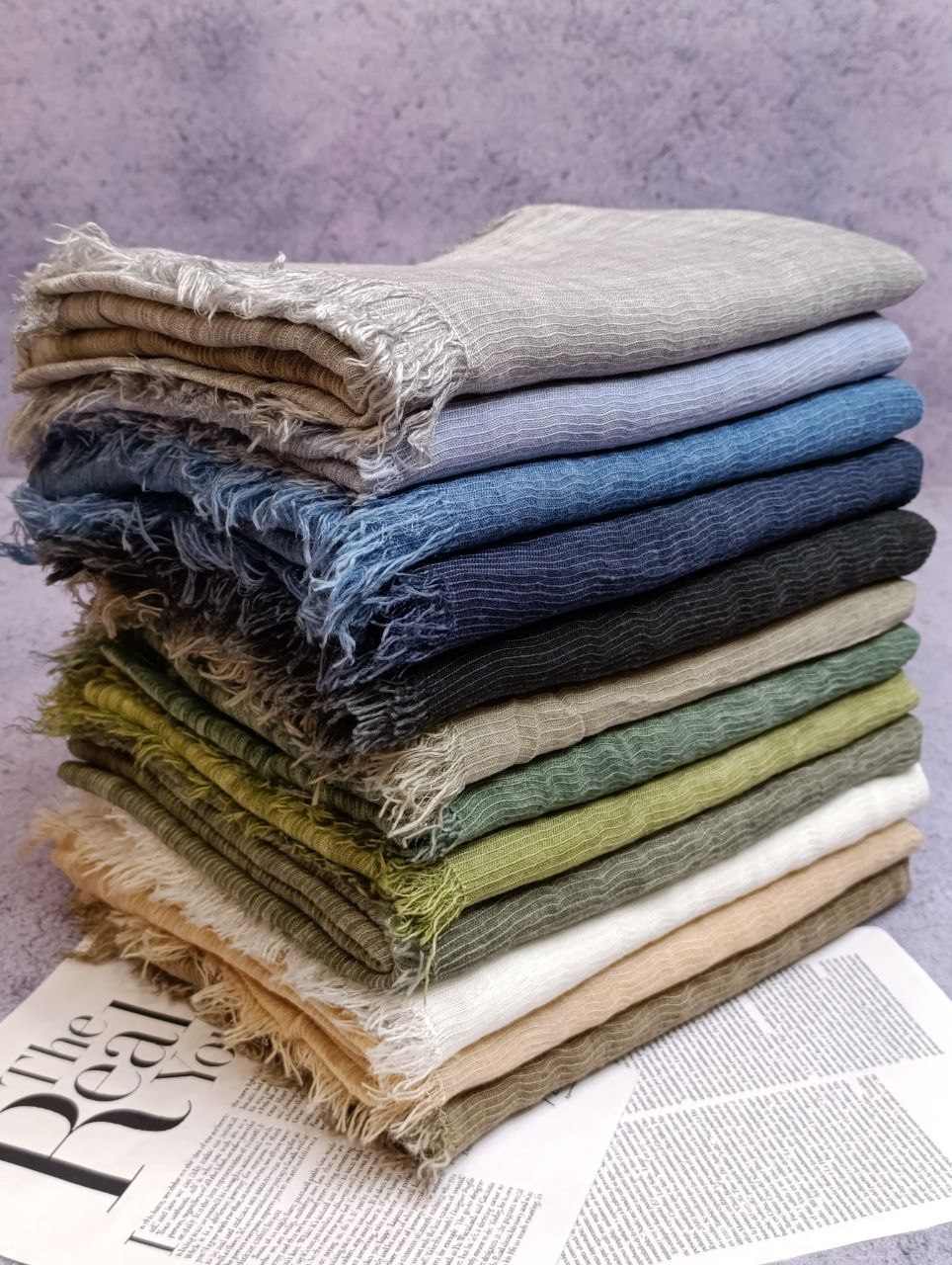شال کنفی دور ریش وارداتی بسته12رنگی کد sa13 (عمده)
