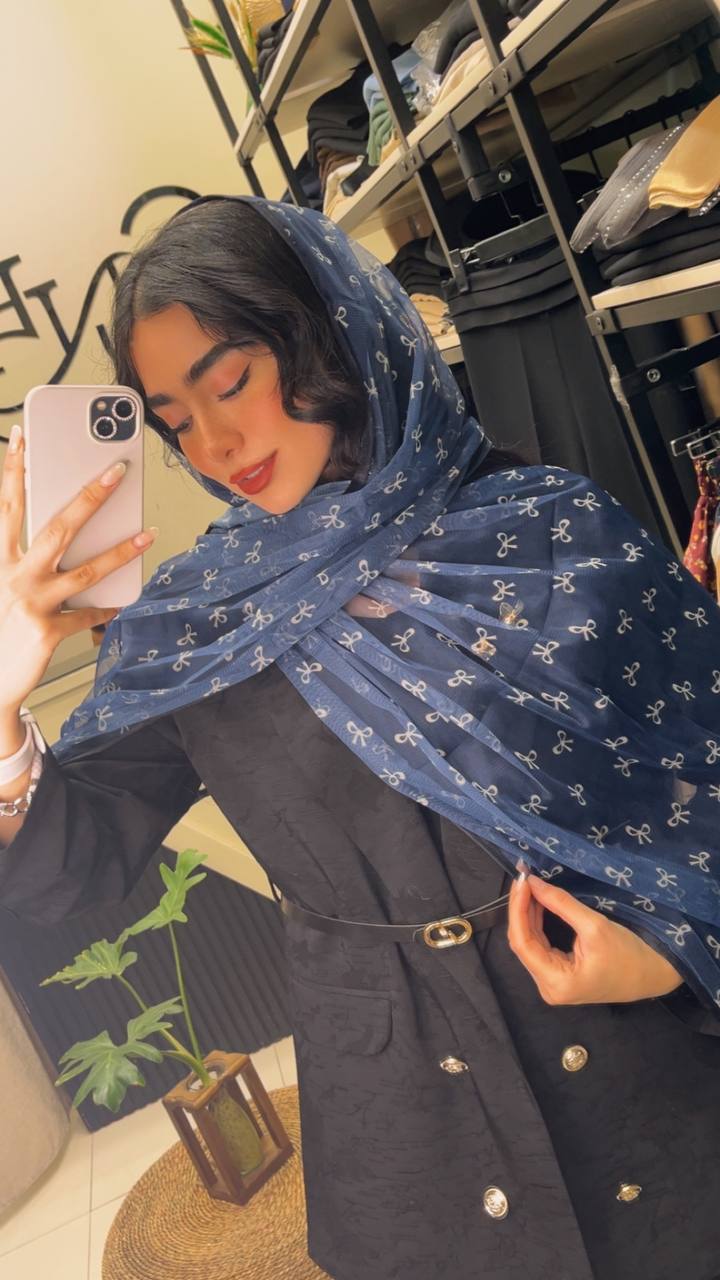 شال توری چاپی پاپیون بسته3رنگی کد sh63 (عمده)
