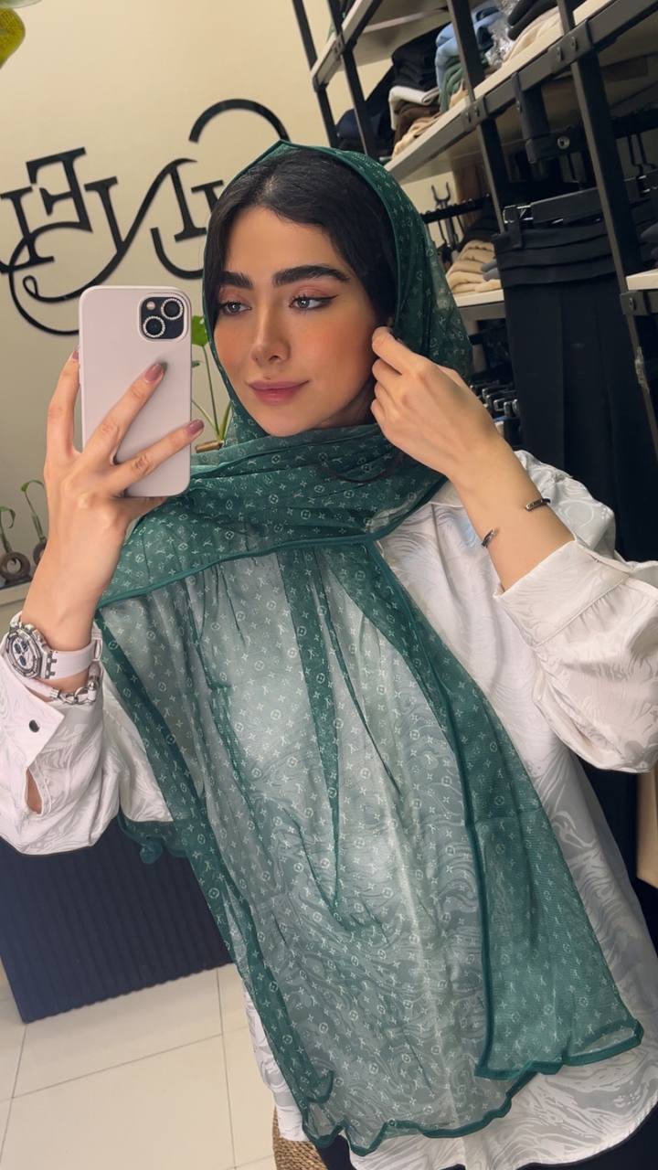 شال توری چاپی پک سبز بسته6طرحی کد sh67 (عمده)
