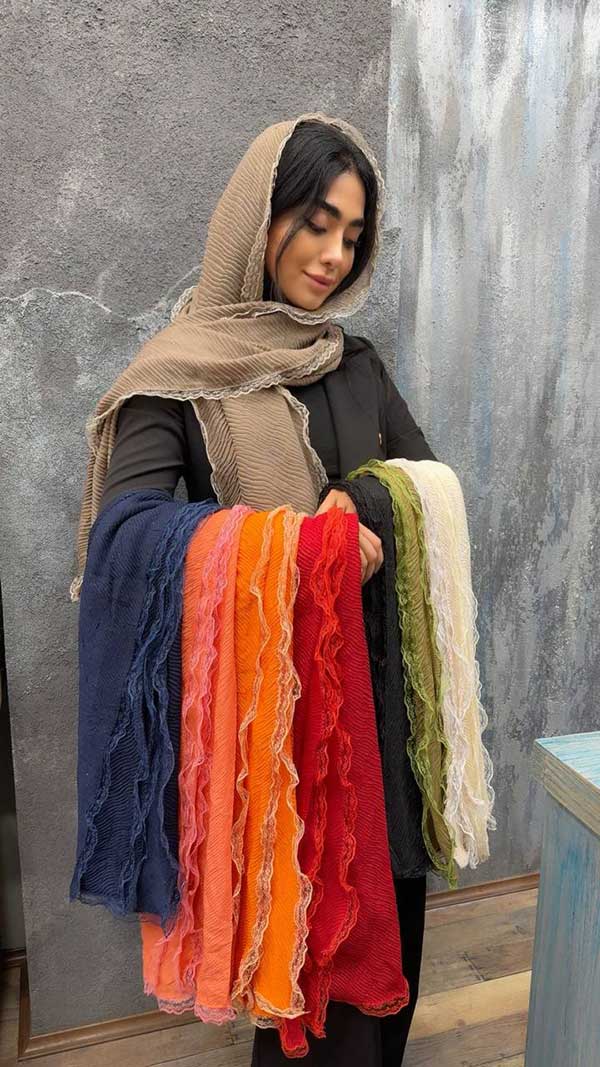 شال پلیسه اکلیلی دورگیپور بسته10رنگی کد sp58 (عمده)

