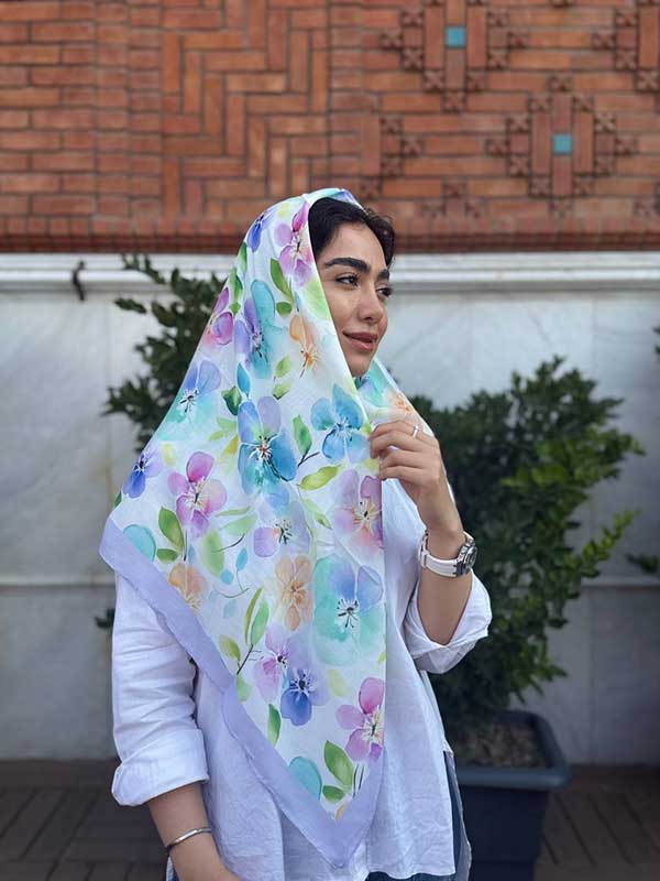روسری کوپرا دورنگین نگین نقره ای و مشکی سری انتخابی کد rm22 (عمده)
