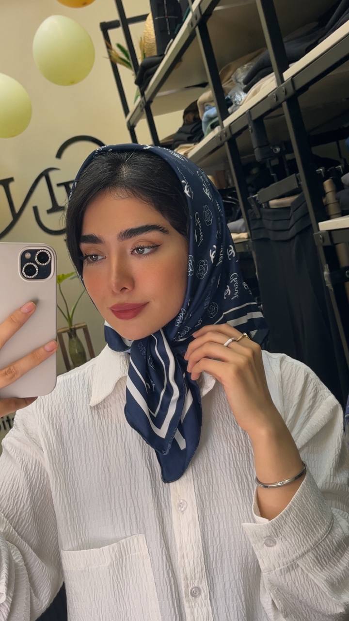 مینی اسکارف ابریشم توییل پک سرمه ای بسته10طرحی کد mt52 (عمده)

