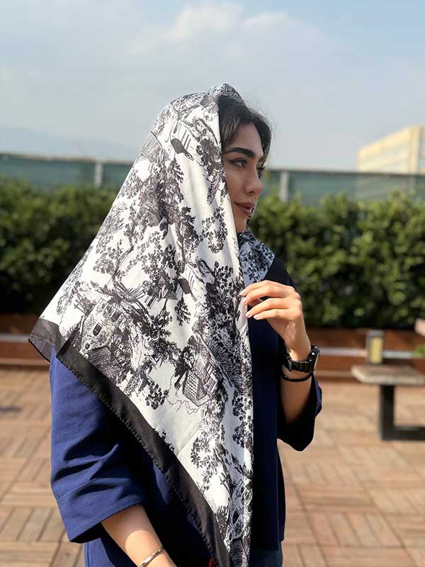 روسری نخی پک سفیدمشکی بسته8طرحی کد r100 (عمده)
