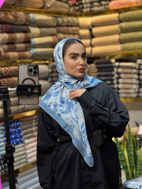روسری پلیسه پک ابی بسته8طرحی کد r129 (عمده)
