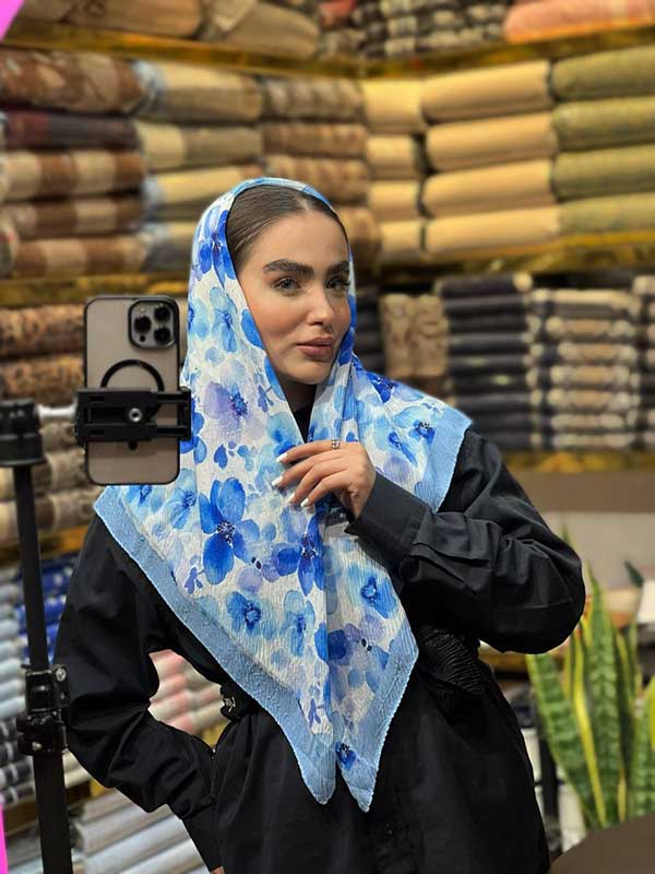 روسری پلیسه پک ابی بسته8طرحی کد r129 (عمده)

