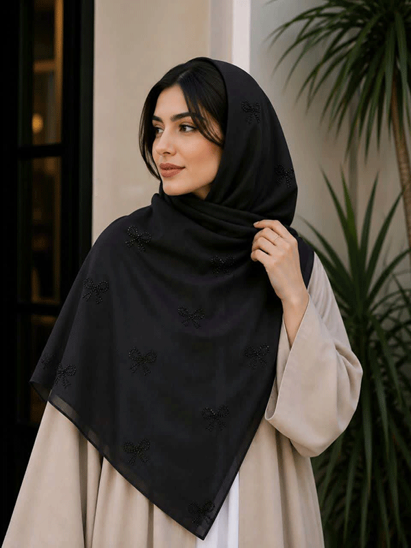 روسری مجلسی مشکی بسته5طرحی کد r201 (عمده)
